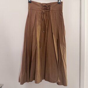 VERO MODA ARIA Soft Midi Skirt – Brown Marron – Elastic Waist – Size S